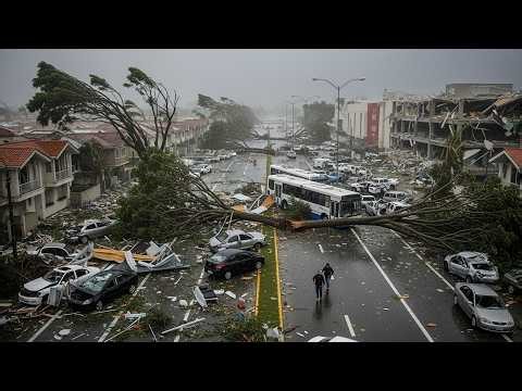 Chaos in Dominican Republic Today! Giant Storm Like a Typhoon Destroy Building in Malecon Center
