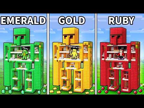 JJ vs Mikey vs Banana Kid: TREASURE GOLEM BATTLE in Minecraft...