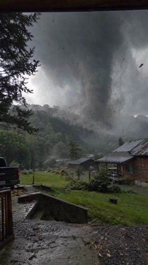 MASSIVE Tornado Rips Through Mountain Cabins — Terrifying Footage Caught on Camera 🌪️