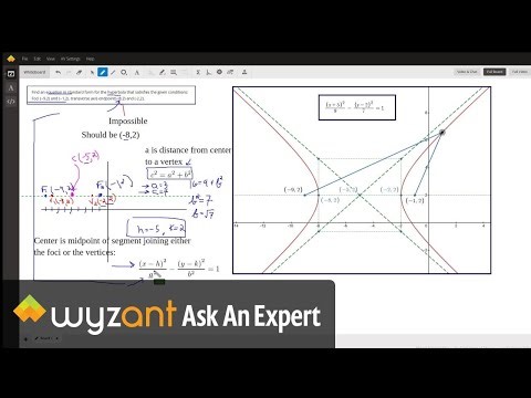 Given foci and vertices of hyperbola, determine its equation. Also equations of asymptotes.