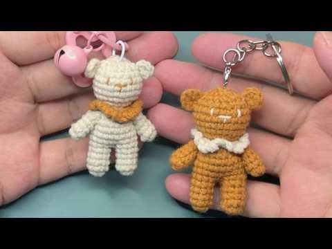 How to Crochet a Cute Teddy Bear | Beginner-Friendly Bear Keychain/Bag Charm with Scarf (30)