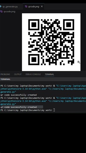 terminal me pip install qrcode[pil] sabse pahle run karo || python se qr code kaise banaye #python