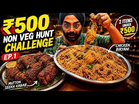 ₹500 Non Veg Challenge! Mutton Seekh Kabab & Chicken Biryani Famous Restaurant in New Delhi | EP. 1