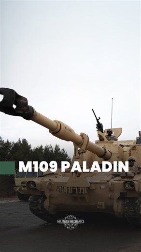 The M109, U.S. Army's main self-propelled artillery, boasts a 155-mm howitzer, aluminum armor, and 360-degree cupola. It features night vision and offers robust protection against small-arms fire and shell fragments, ensuring rugged battlefield support.#military