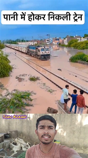 🚂🌊 Train Running Through Deep Water 😲 |Amazing Railway Scene#train#railway#travel#shorts #shortsfeed
