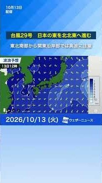 【台風29号】日本の東を北北東へ進む 東北南部から関東沿岸部ではうねりを伴った高波に注意※13日3時更新
