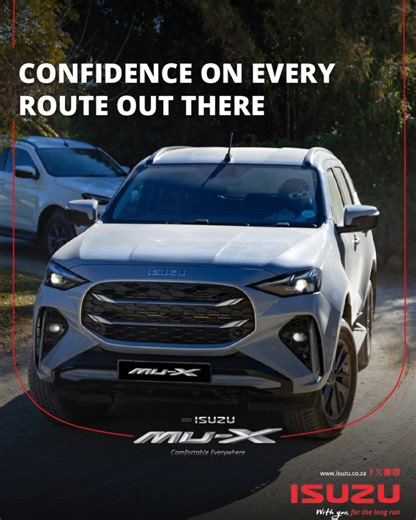 The ISUZU MU X is built for the routes that take you beyond the familiar. With confident towing ability, proven 4x4 performance and dependable ISUZU durability, it encourages you to explore the roads that lead to open spaces and quieter places. Ready for gravel, climbs and the kind of weekends that put the outdoors first. Book a test drive today: https://brnw.ch/21wYM4Y #ISUZU #MUX #ISUZUAdventure #ExploreWithIsuzu #WeekendWarrior | ISUZU South Africa