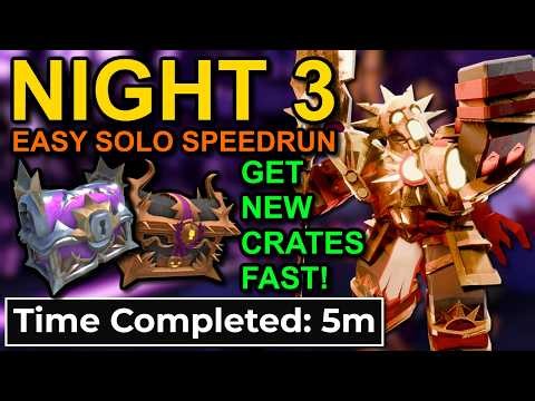 FASTEST WAY TO SOLO NIGHT 3 EASY - OP CRATE GRIND! [5 MINUTE SPEEDRUN] || TDS Roblox