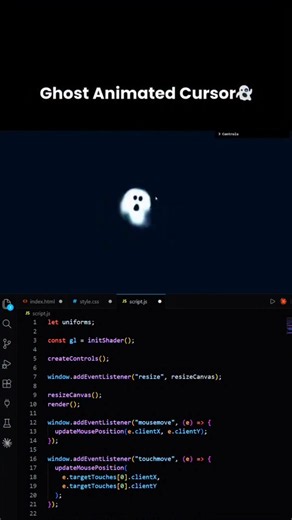 Ghost Mouse cursor #coding #css #javascript #viral #shorts #animation #mousecursor #frontend #css3