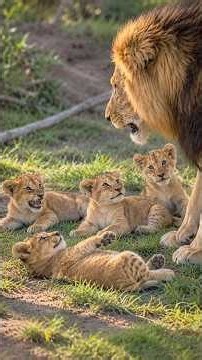 A Protective Father Lion Watching Over His Large Family and Tiny Cubs | Travins World