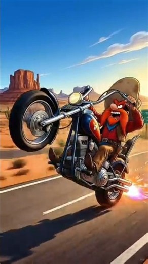 Yosemite Sam - Wild Ride Wheelie Animation