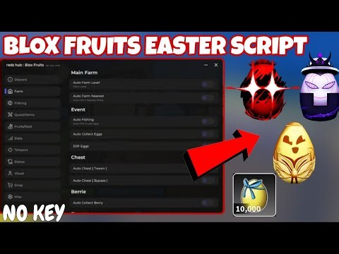(NEW) Blox Fruits Redz Hub Script - NO KEY | Find All Easter Eggs, Autofarm Easter event