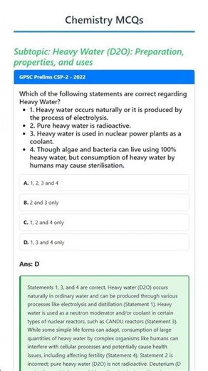 Heavy Water D2O: Preparation, properties, and uses