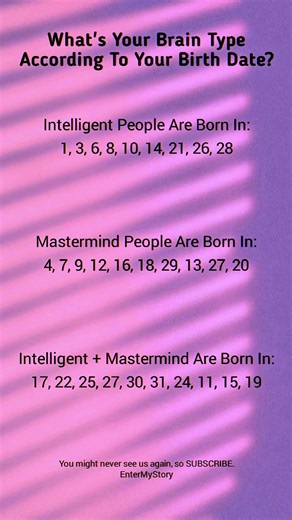 Are You Intelligent, Mastermind, Or Both? 💗 According To Your Birth Date!