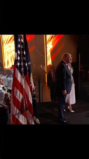 President Donald Trump and First Lady Melania Trump arrive on stage at the "Salute to America"