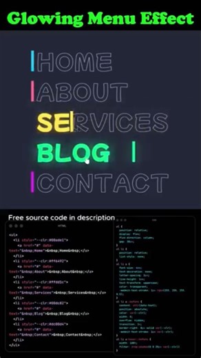 🔥 Glowing Menu Effect using HTML & CSS #coding