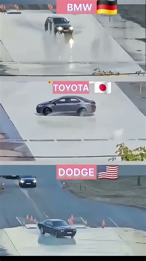Hydroplaning Stability Control Test | BMW VS TOYOTA VS DODGE #carsafety #hydroplaning