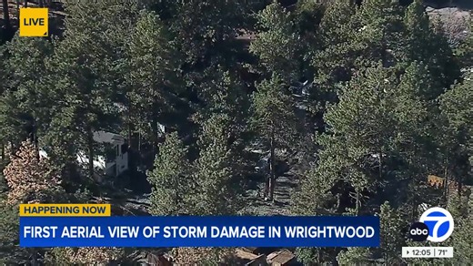 HAPPENING NOW: First aerial view of storm damage in Wrightwood. | ABC7