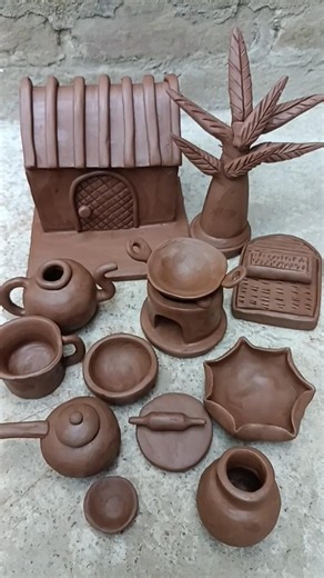 mitti ka Ghar, khilaune Clay craft ideas 💡 polymer clay handmade #claycrafts#youtubeshorts