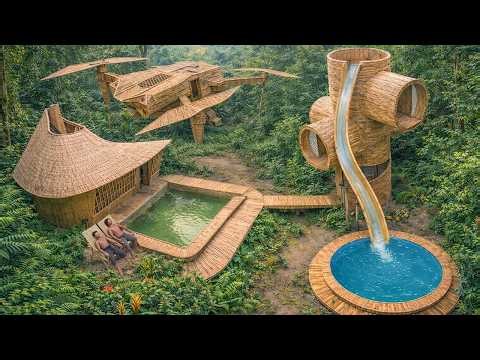 Real Life Build Top 3 Bamboo Jungle Houses with Amazing Swimming Pools