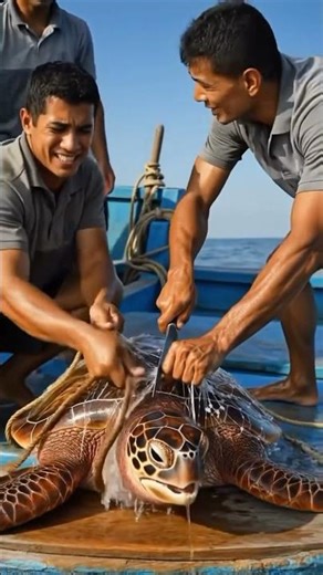 Sea Turtle Trapped in Nets – Dramatic Rescue!