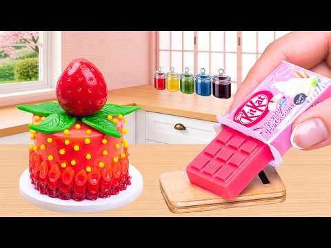 Delicious Mini Rainbow KitKat Cake Dessert🌈🍫Amazing Miniature Strawberry Cake Decorating Ideas