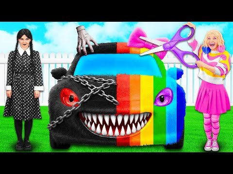 Rainbow Car vs Black Car Challenge | Funny Challenges by TeamTeen