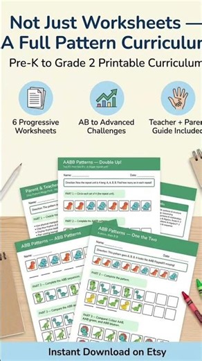 Not Just Worksheets 😳 A Full Pattern Curriculum for Pre-K to Grade 2 #short