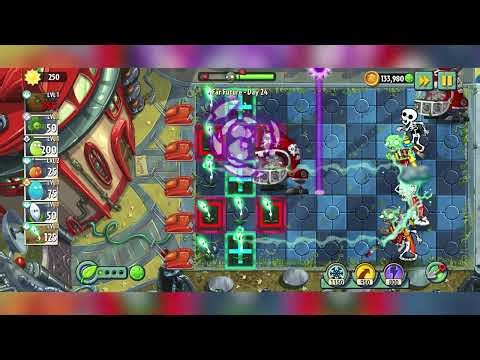 Plants vs Zombies 2 - Its About Time - Far Future 24 - Walkthrough 100% (No Commentary)