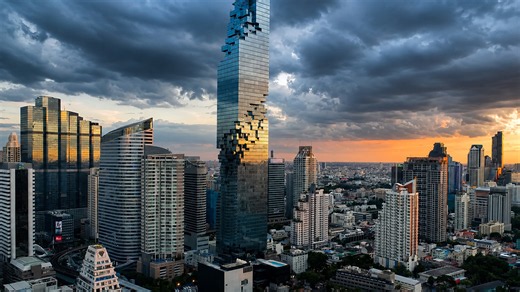 A skyscraper designed to look incomplete
