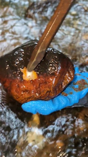 Never Ignore a Rock with a Hole! 🛑💎 #satisfying #gemstones #rockcracking #geology #rockhounding