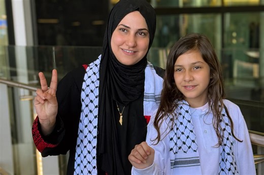 Palestinian girl who lost arm in Israeli attack arrives in UK for treatment after US visa snub