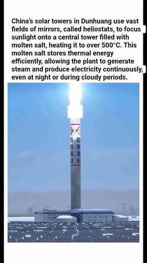 China’s Solar Towers That Store Sunlight as Molten Salt. #youtubeshorts #SolarEnergy #shorts