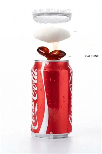 Cola Can Exploded Ingredients Infographic Animation – Kling Prompt