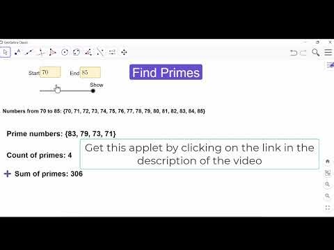 GeoGebra Applet on Prime Number Finder