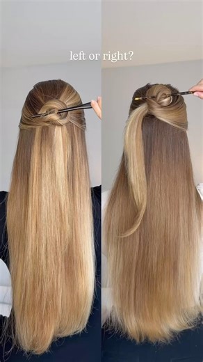 2 easy half up hairstyles✨left or right?❤️