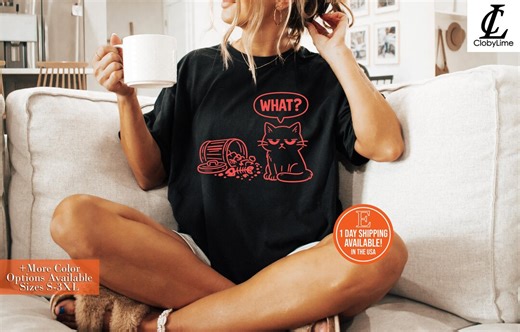 What? Cat T-shirt, Funny Grumpy Cat Lover Gift, Sarcastic Pet Humor Graphic Tee - Etsy
