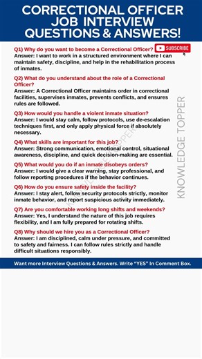 Correctional Officer Interview Questions and Answers