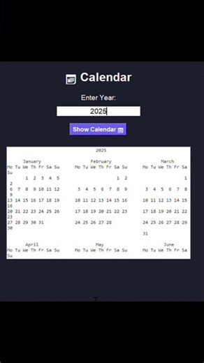 Making Calendar 🩶 using python 👩🏻‍💻. Animation of python 🔥. Try with your self ✨😉.