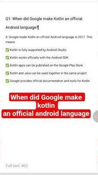When did Google make kotlin an official android language #shortsfeed #kotlin #kotlintutorials