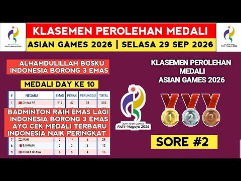 BADMINTON RAIH EMAS LAGI - Klasemen Perolehan Medali Asian Games 2026 - Medali Indonesia