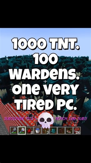 1000 TNT + 100 Wardens and my PC died mid explosion 💀 #minecraft #minecraftmemes #gaming