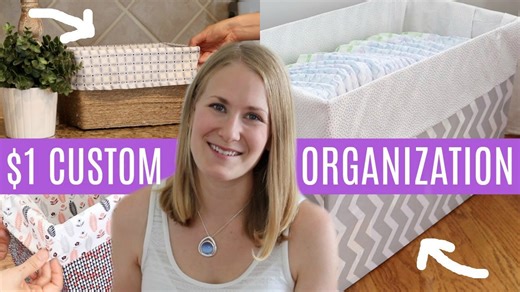 Dollar Tree DIY 💚 $1 custom organization boxes (no sew!)