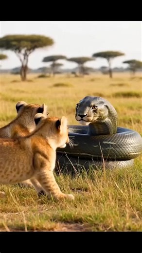 Lion vs python fight