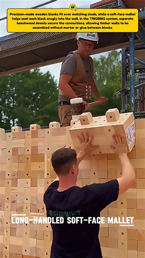 Soft-Face Mallet Seats Interlocking Wooden Blocks to Build Walls #Woodworking #Construction #Shorts