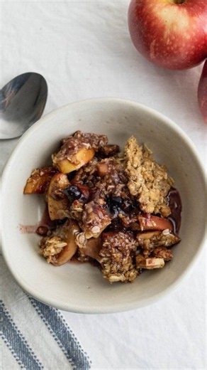 Cinnamon apple blueberry crisp with a buttery oat topping
