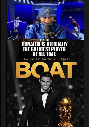 Ronaldo won the BOAT AWARD. Messi came 2nd. Despite winning the Ballon d'Or 8 times, Lionel Messi did NOT get voted as the Best Ballon d'Or winner of all time. Instead, Cristiano Ronaldo did! BREAKING RONALDO IS OFFICIALLY THE GREATEST PLAYER OF ALL TIME #football #ballondor #messi #ronaldo #boat