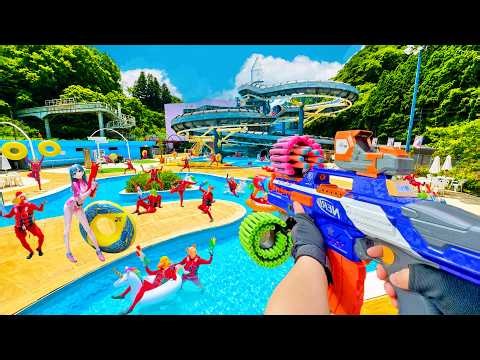 Nerf War | Water Park & Spa Battle 48 (Nerf First Person Shooter)