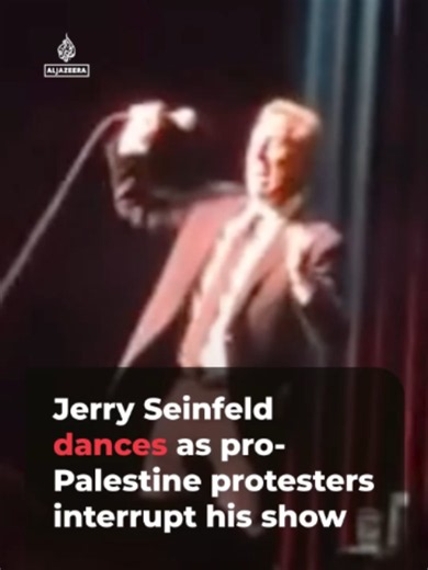 Jerry Seinfeld danced while his show in Chicago on Friday was interrupted by pro-Palestine protesters, who were confronting the comedian over his support of Israel.