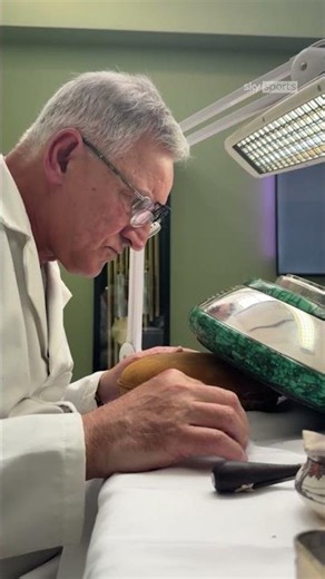 Arsenal's name being engraved on the Premier League trophy 🏆